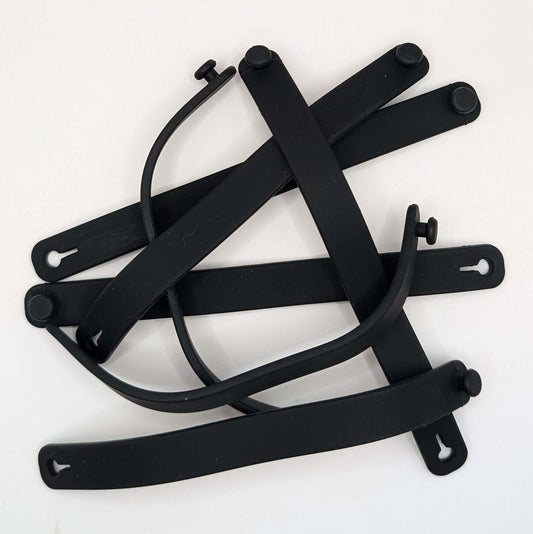 Black replacement poop bag holder straps on a white background
