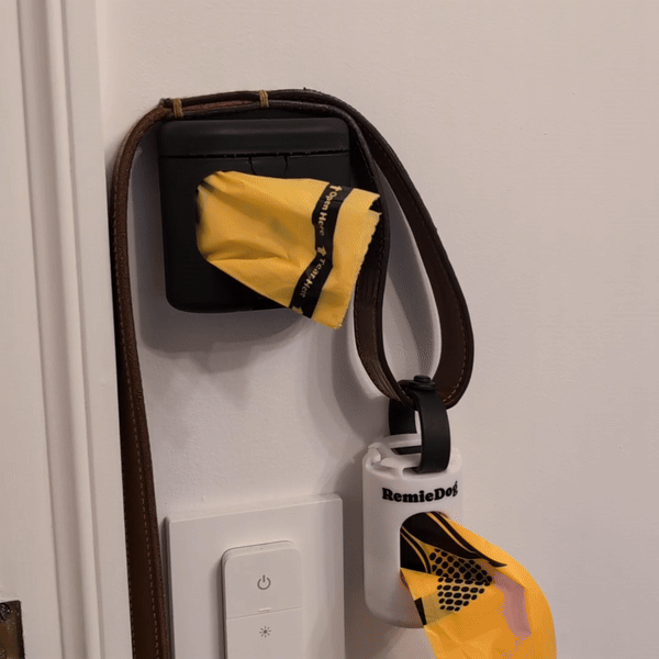 Dog Poop Bag Dispenser + One-by-One Compostable Bags Bundle